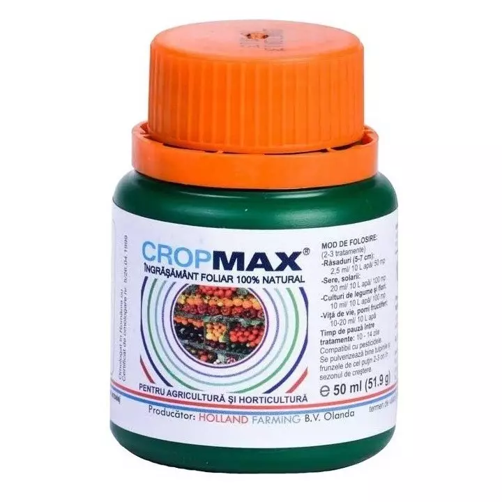 Cropmax 50 ml – Biostimulator natural pentru creșterea producției la legume, pomi și viță-de-vie